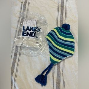 Lands End Kids Peruvian Blue Green Snow Hat Size XS-S New